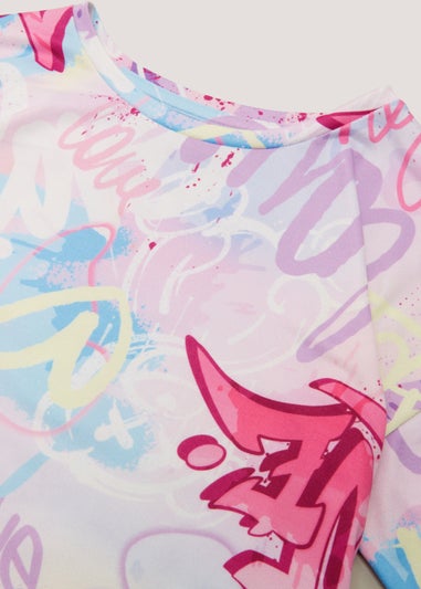 Girls Pink Graffiti Print Nightie (5-13yrs)