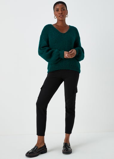 Dark Green V Neck Jumper Matalan