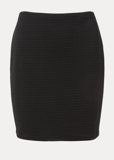 Black Textured Mini Skirt