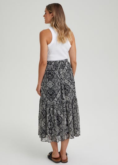 Black Print Midi Skirt - Matalan