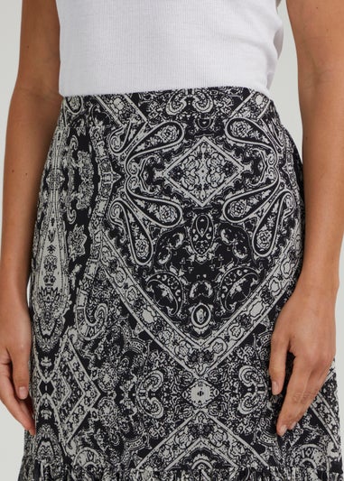 Black Print Midi Skirt - Matalan