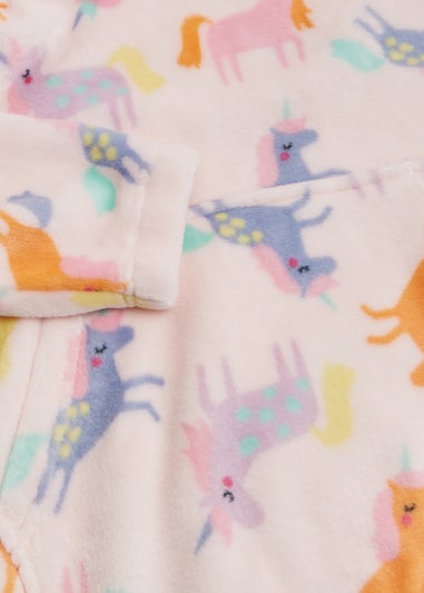 Girls Pink Unicorn Print Snuggle Hoodie (4-13yrs)