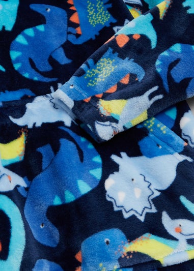 Boys Blue Dinosaur Print Snuggle Hoodie (4-13yrs)