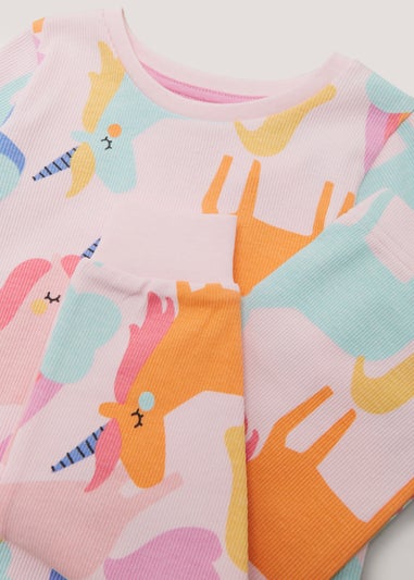 Girl Pink Unicorn Print Oversized Pyjama Set (18mths-5yrs)