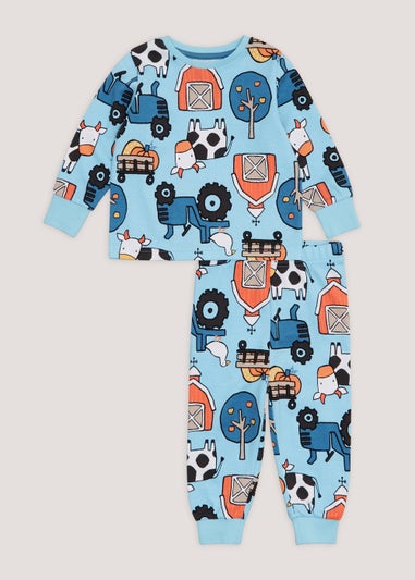 Boys Blue Farm Animal Oversized Pyjama Set (9mths-5yrs)