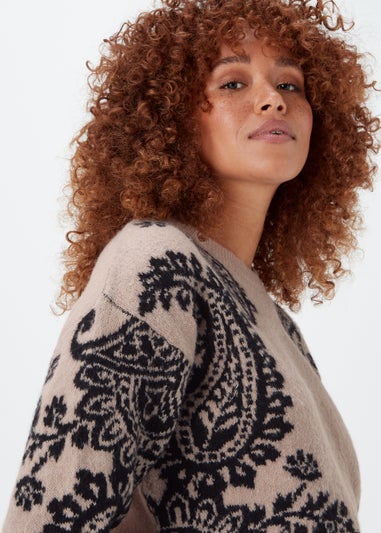 Taupe Paisley Print Jumper