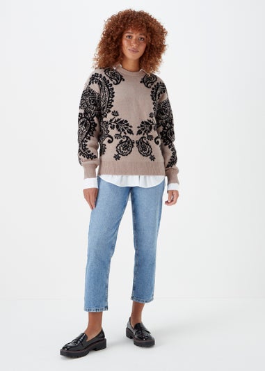 Taupe Paisley Print Jumper