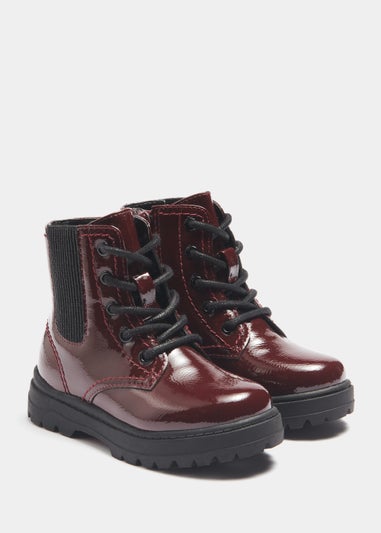Girls Burgundy Lace Up Boots (Younger 4-12)