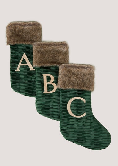 Green Alphabet Christmas Stocking (51cm x 32cm)