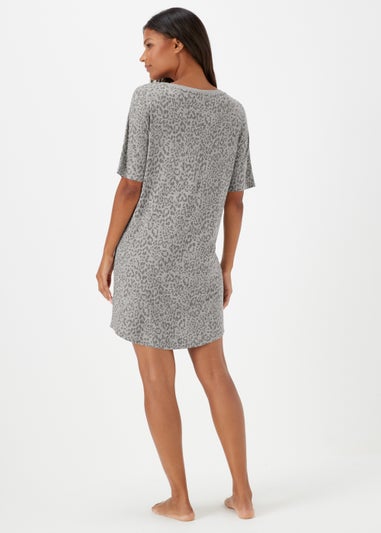 Grey Marl Animal Print Nightie