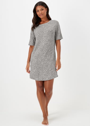 Grey Marl Animal Print Nightie