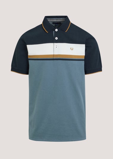 Lincoln Blue Block Stripe Polo Shirt