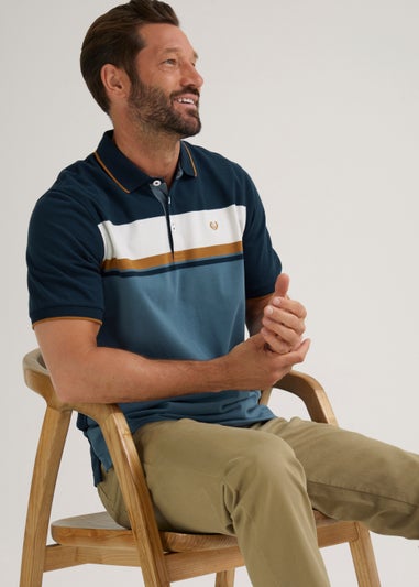 Lincoln Blue Block Stripe Polo Shirt