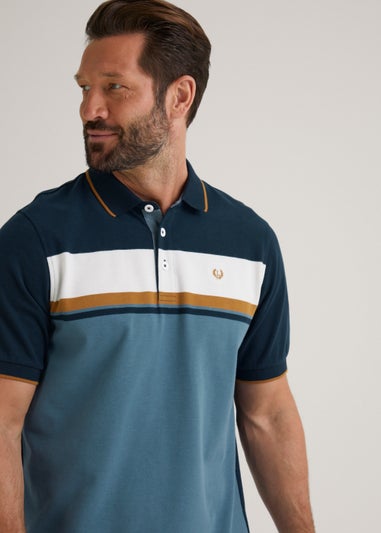 Lincoln Blue Block Stripe Polo Shirt