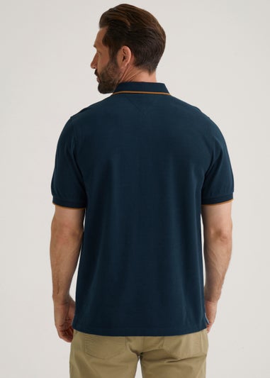 Lincoln Blue Block Stripe Polo Shirt