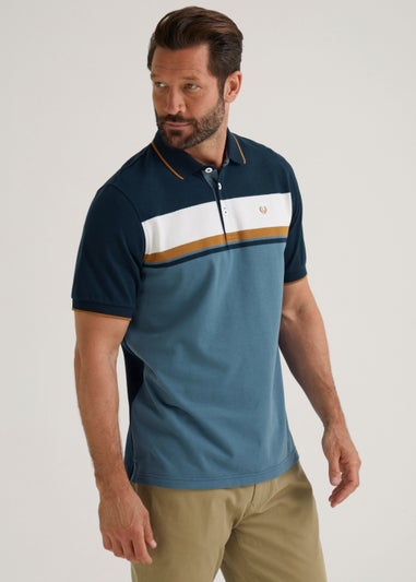 Lincoln Blue Block Stripe Polo Shirt