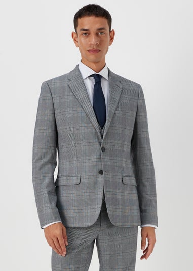 Taylor & Wright Forth Grey Check Skinny Fit Suit Jacket