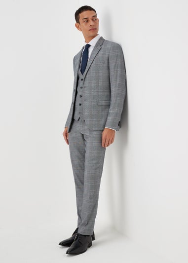 Taylor & Wright Forth Grey Check Skinny Fit Suit Trousers