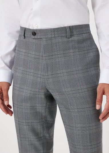 Taylor & Wright Forth Grey Check Skinny Fit Suit Trousers