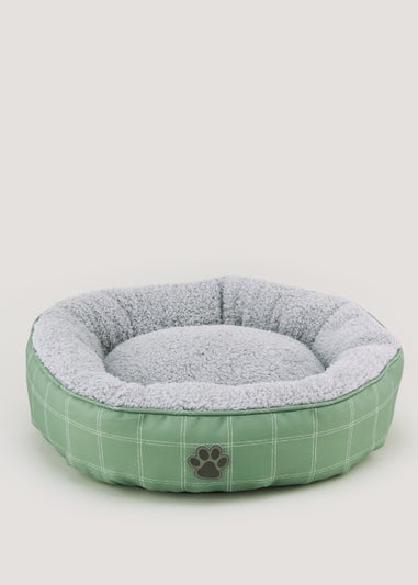 Green Check Round Pet Bed (50cm x 15cm)