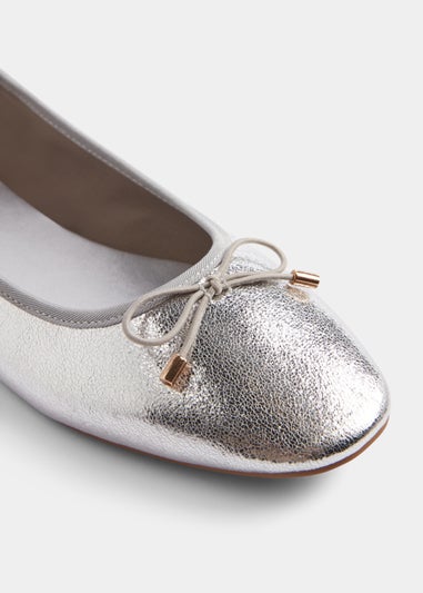 Silver Ballet Flats