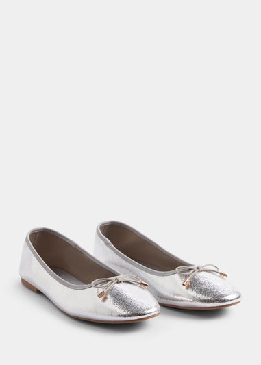 Silver Ballet Flats