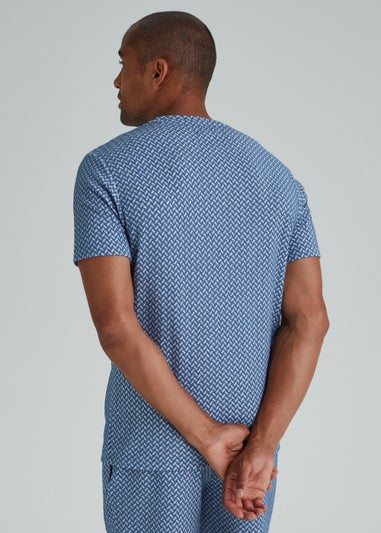 Dark Blue Tonal Print T-Shirt