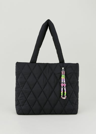 Kids Black Quilted Charm Bag