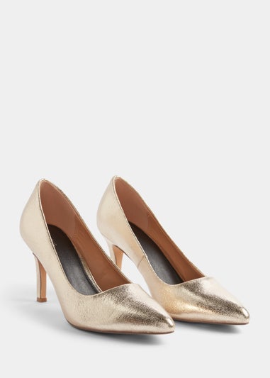 Et Vous Gold Pointed Court Heels