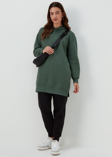 Khaki Essential Longline Hoodie