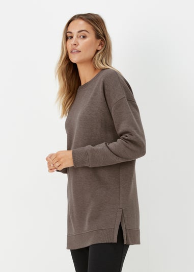 Brown Marl Longline Sweatshirt
