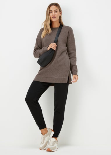 Brown Marl Longline Sweatshirt