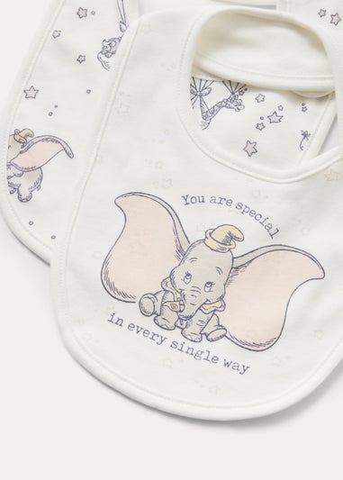 2 Pack White Disney Dumbo Bibs