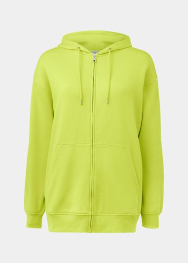 Green Longline Zip Up Hoodie