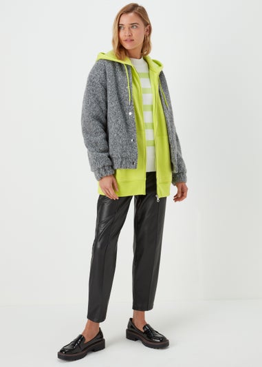 Green Longline Zip Up Hoodie