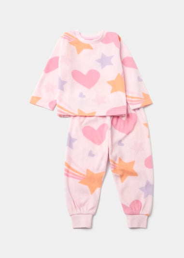 Girls Pink Shooting Star Microfleece Bundle Pyjama Set (9mths-5yrs)