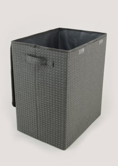 Grey Waffle Laundry Basket (40cm x 30cm x 51cm)