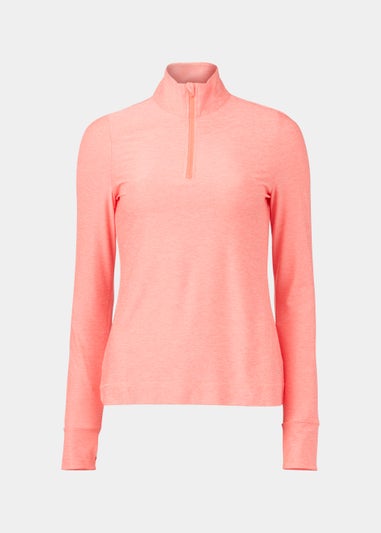 Souluxe Hot Coral Half Zip Sports Sweatshirt