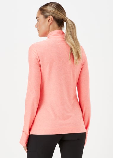 Souluxe Hot Coral Half Zip Sports Sweatshirt