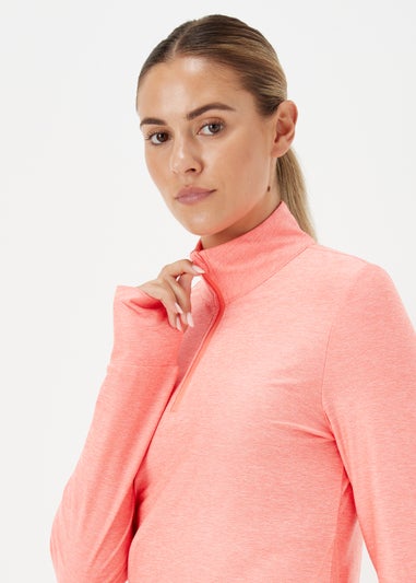 Souluxe Hot Coral Half Zip Sports Sweatshirt