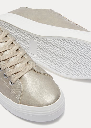 Gold Lace Up Platform Trainers