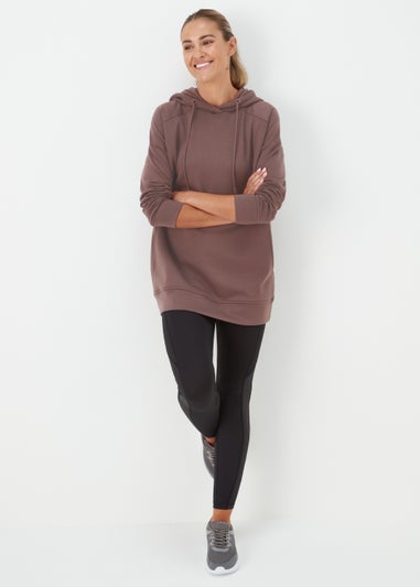 Souluxe Brown Longline Sports Hoodie