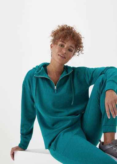 Souluxe Teal Longline Sports Hoodie