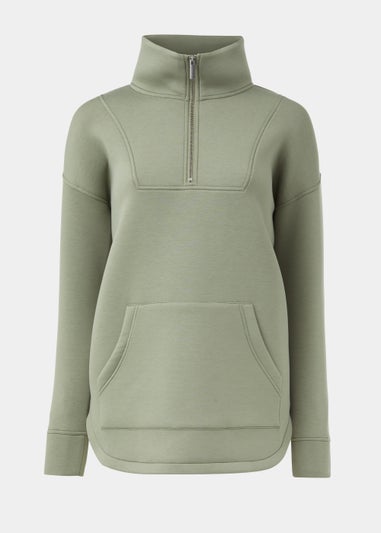 Souluxe Khaki Half Zip Scuba Jacket