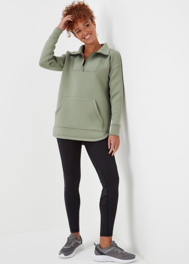 Souluxe Khaki Half Zip Scuba Jacket