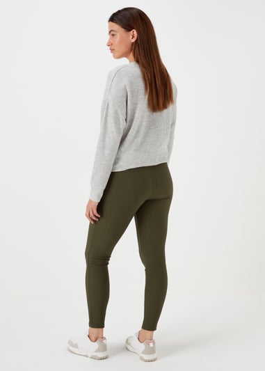 Khaki Ottoman Ribbed Leggings
