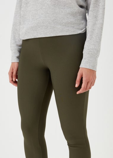 Khaki Ottoman Ribbed Leggings