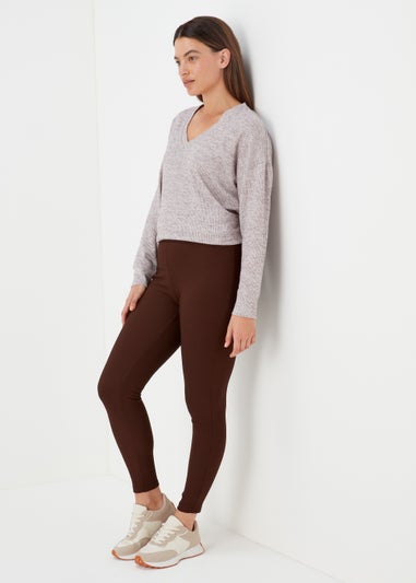 Brown Ottoman Ribbed Leggings