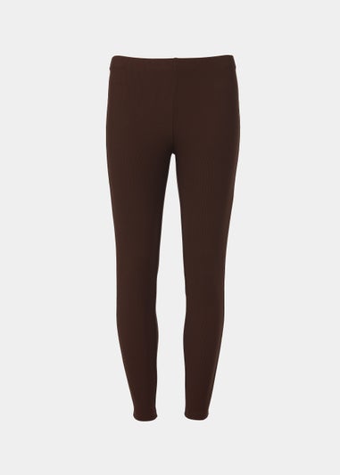 Brown Ottoman Ribbed Leggings