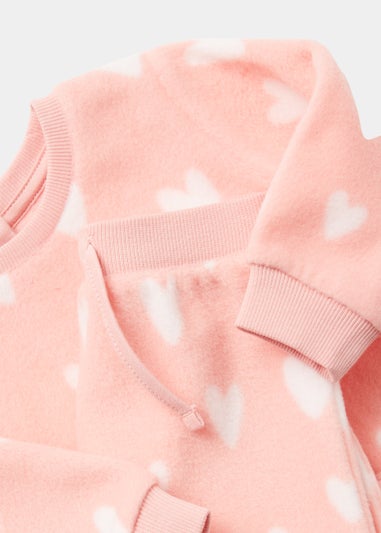 Baby Pink Heart Microfleece Sweatshirt & Joggers Set (Newborn-23mths)
